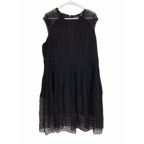 NWT Sonja Betro Black Crochet Lace Mini Dress 2X - Picture 1 of 9